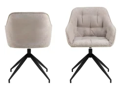 Silla de comedor Brooke con reposabrazos función giratoria beige.