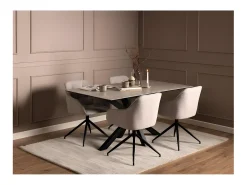 Silla de comedor Brooke con reposabrazos función giratoria beige.