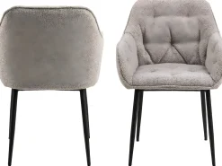 Silla de comedor Brooke con reposabrazos beige.