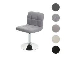 Silla de comedor Cadiz, giratoria, tela/textil gris claro, base cromada