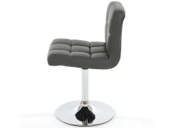 Silla de comedor Cadiz, giratoria, piel sintética gris, base cromada