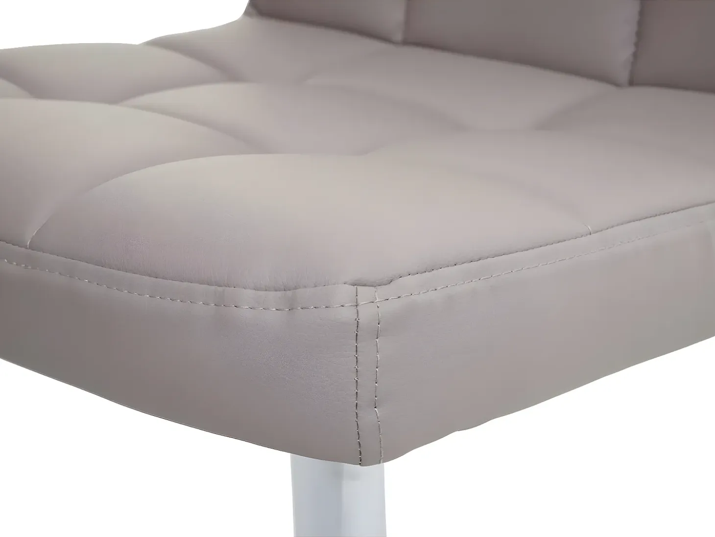 Silla de comedor Cadiz, giratoria, piel sintética gris topo, base cromada