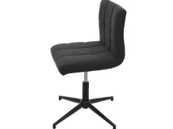 Silla de comedor Cadiz II (set de 2), tela/textil gris oscuro, base negra