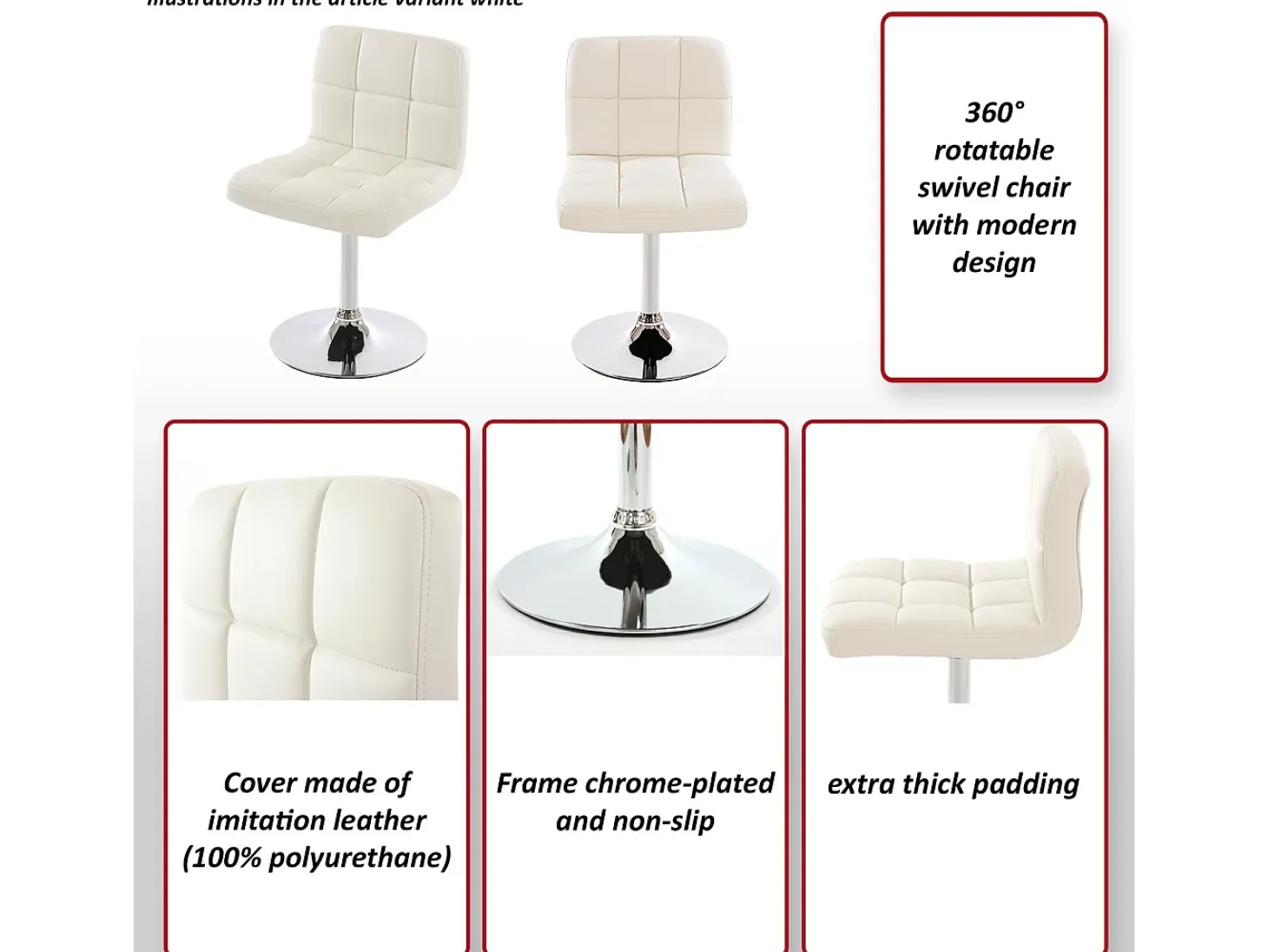 Silla de comedor Cadiz (set de 2), crema