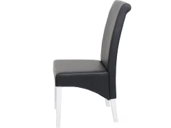 Silla de comedor Cesena (set de 2), cuero, negro, pies blancos