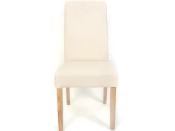 Silla de comedor Cesena (set de 2), polipiel mate, color crema, patas claras