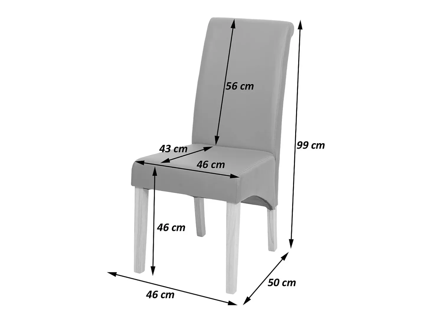 Silla de comedor Cesena (set de 2), Piel, crema, patas oscuras
