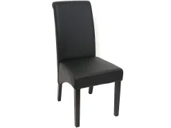 Silla de comedor Cesena (set de 2), piel sintética mate, negra, patas oscuras