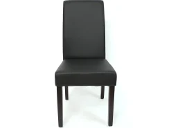 Silla de comedor Cesena (set de 2), piel sintética mate, negra, patas oscuras