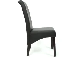 Silla de comedor Cesena (set de 2), piel sintética mate, negra, patas oscuras