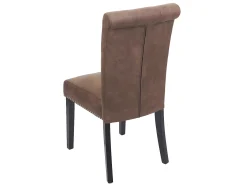Silla de comedor Chesterfield II (juego de 6), tela/textil marrón, patas oscuras