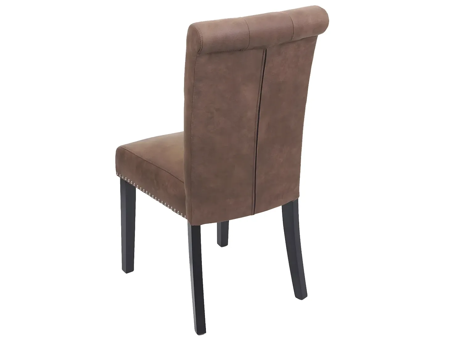 Silla de comedor Chesterfield II (juego de 6), tela/textil marrón, patas oscuras
