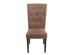 Silla de comedor Chesterfield II (juego de 6), tela/textil marrón, patas oscuras