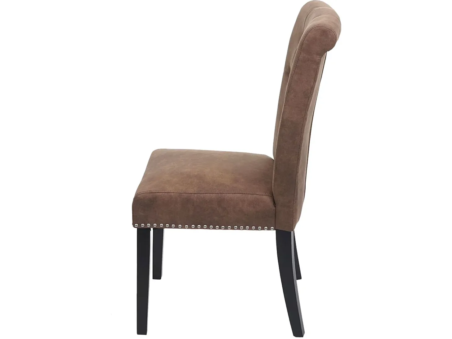 Silla de comedor Chesterfield II (juego de 6), tela/textil marrón, patas oscuras