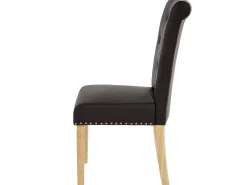 Silla de comedor Chesterfield II (set de 2), imitación de cuero, café, patas ligeras