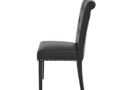 Silla de comedor Chesterfield II (set de 2), imitación de cuero, café, patas oscuras