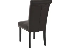 Silla de comedor Chesterfield II (set de 2), imitación de cuero, café, patas oscuras
