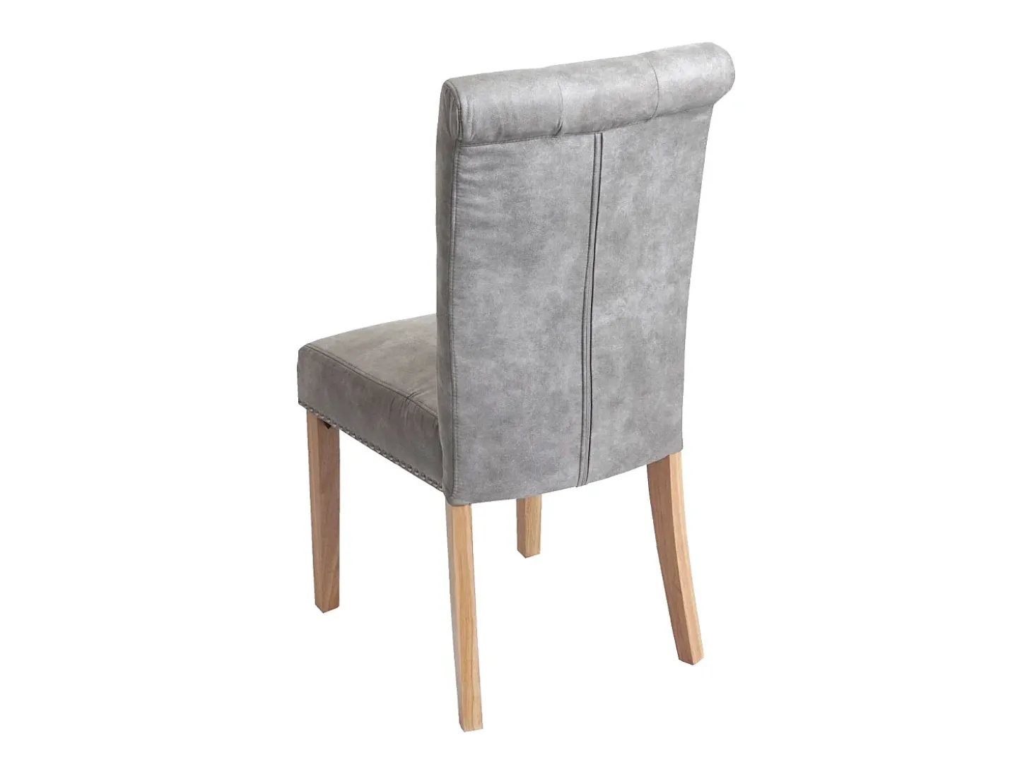 Silla de comedor Chesterfield II (juego de 6), tela/textil gris claro, patas claras