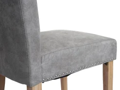 Silla de comedor Chesterfield II (juego de 6), tela/textil gris claro, patas claras