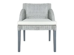 Silla de comedor con cojín ratán natural gris ES485584