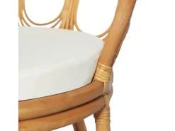 Silla de comedor con cojín marrón claro Ratán natural y lino