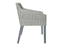 Silla de comedor con cojín ratán natural gris