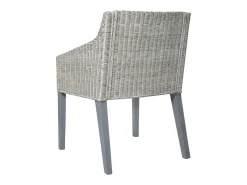 Silla de comedor con cojín ratán natural gris ES739194