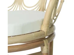 Silla de comedor con cojín ratán natural y lino