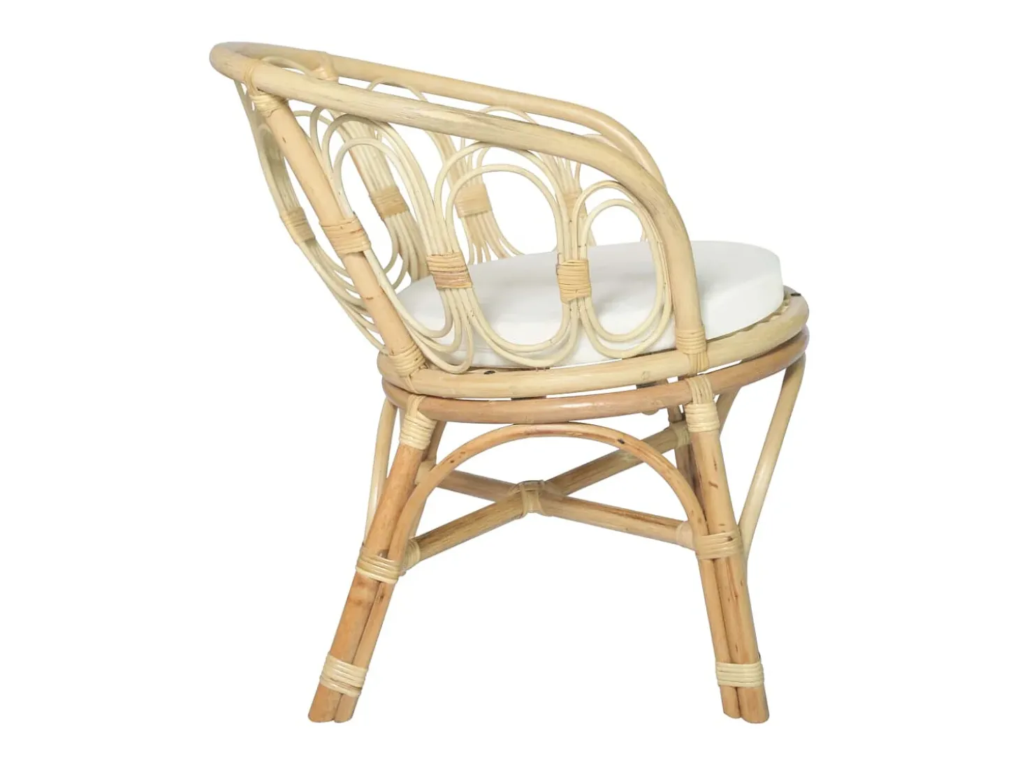 Silla de comedor con cojín ratán natural y lino