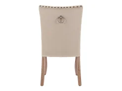 Silla de comedor con respaldo decorado, en terciopelo camel, patas de madera maciza, con clavos decorativos, juego de 2 (49x63x95 cm)