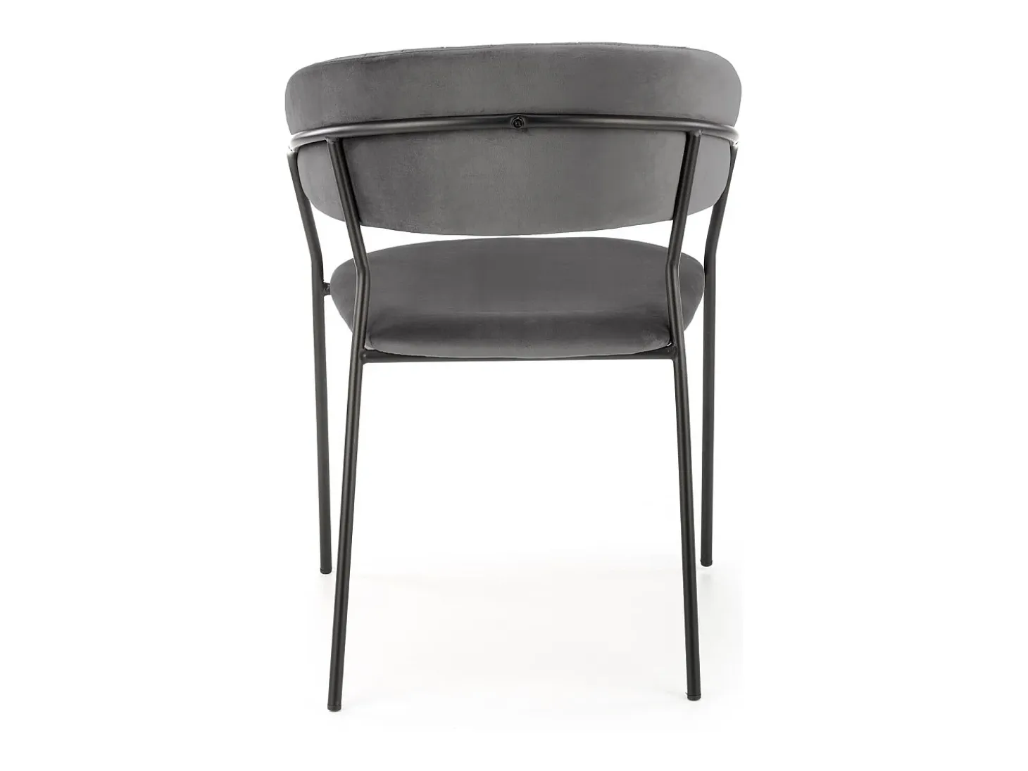 Silla de comedor contemporánea de terciopelo gris con estructura de metal negro DAGAN
