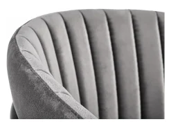 Silla de comedor contemporánea de terciopelo gris con estructura de metal negro DAGAN