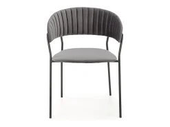 Silla de comedor contemporánea de terciopelo gris con estructura de metal negro DAGAN