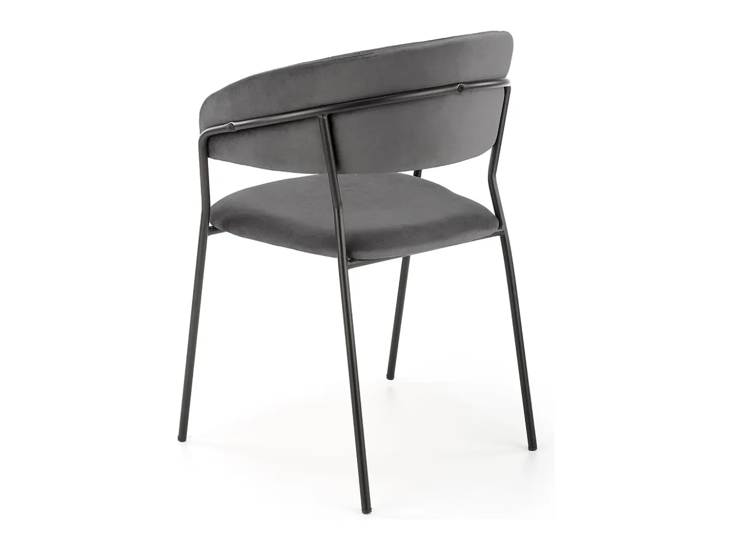 Silla de comedor contemporánea de terciopelo gris con estructura de metal negro DAGAN