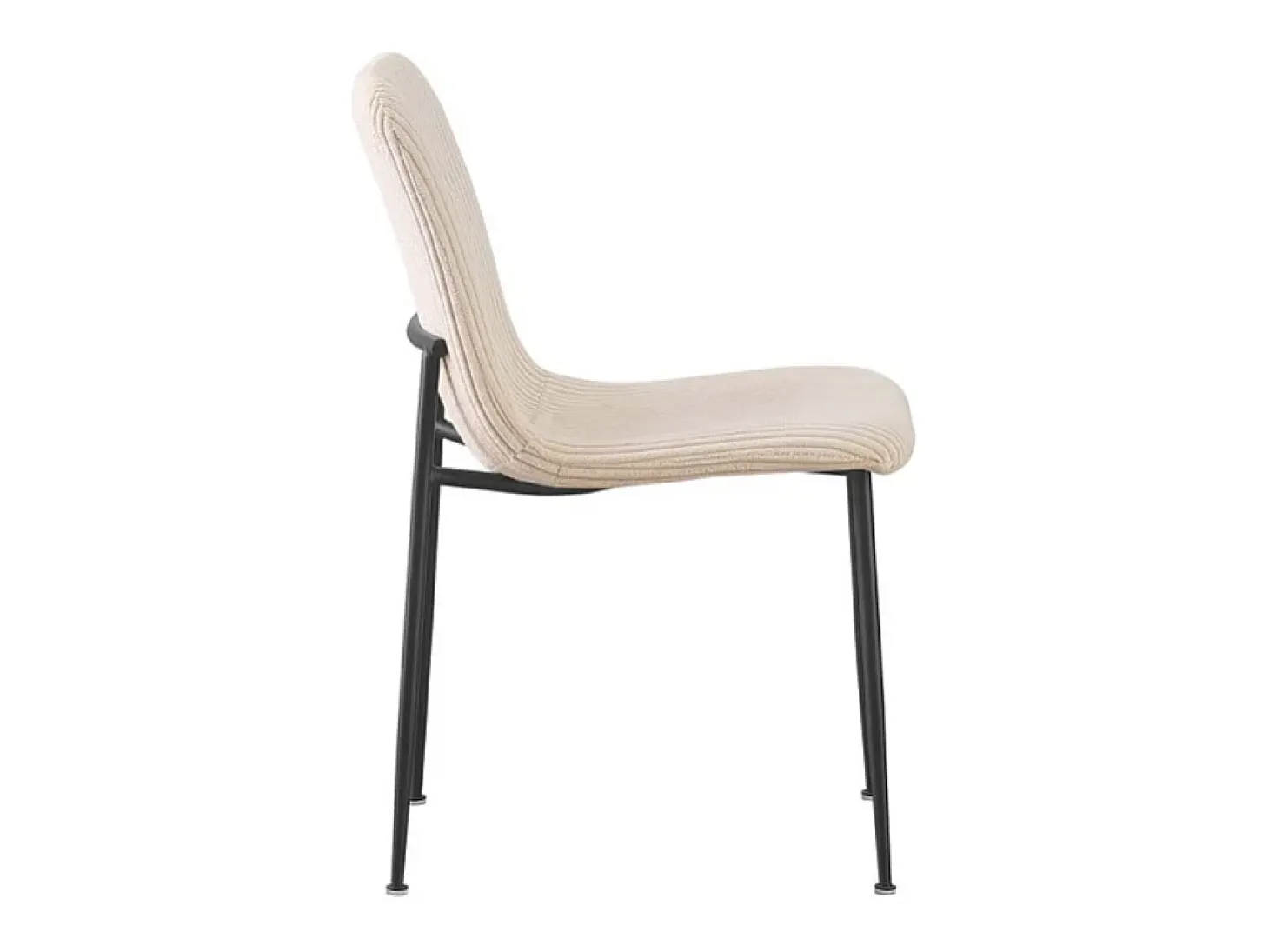 Silla de comedor CORDUROY – Terciopelo de pana beige – Patas de metal negro – Estilo diseño