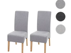 Silla de comedor Crotone (set de 2), gris claro, patas claras