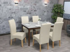 Silla de comedor Crotone (set de 2), crema, patas claras