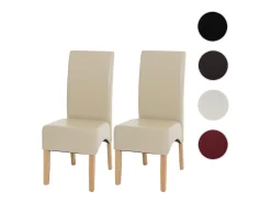 Silla de comedor Crotone (set de 2), crema, patas claras