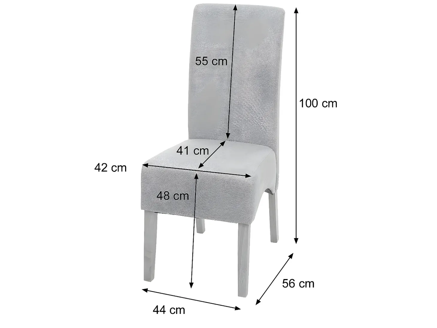 Silla de comedor Crotone (juego de 6), gris claro, patas claras