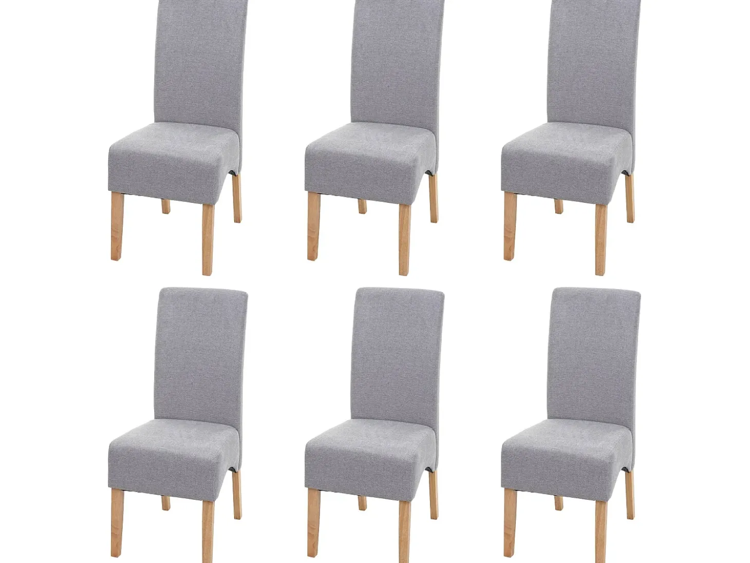 Silla de comedor Crotone (juego de 6), gris claro, patas claras