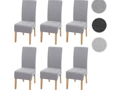 Silla de comedor Crotone (juego de 6), gris claro, patas claras