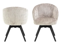Silla de comedor Darlene con reposabrazos chenilla beige.