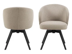 Silla de comedor Darlene con reposabrazos tela beige.