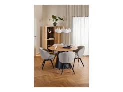 Silla de comedor Darlene con reposabrazos tela beige.