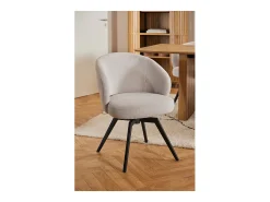 Silla de comedor Darlene con reposabrazos tela beige.