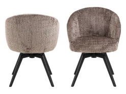 Silla de comedor Darlene con reposabrazos chenilla marrón.