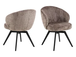 Silla de comedor Darlene con reposabrazos chenilla marrón.