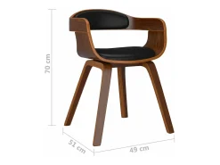 Silla de comedor de cuero sintético y madera curvada negro