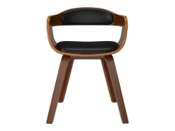 Silla de comedor de cuero sintético y madera curvada negro