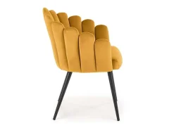 Silla de comedor de diseño en terciopelo amarillo Amboise